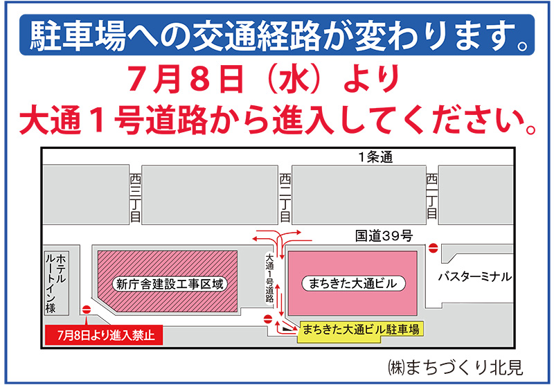 アクセス 駐車場 北見パラボ まちきた大通ビル